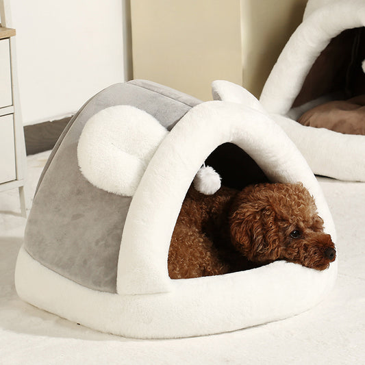 Cozy Cave Cat Tent Bed - Self-Warming & Calming