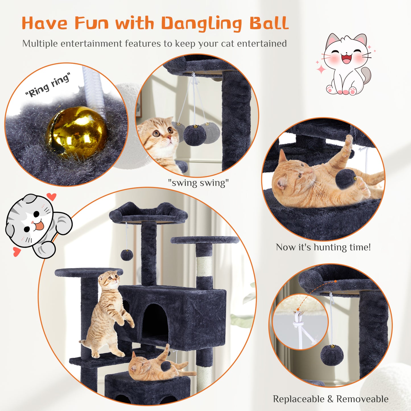 Premium Cat Tree 54in - Multi-Level Climbing Paradise