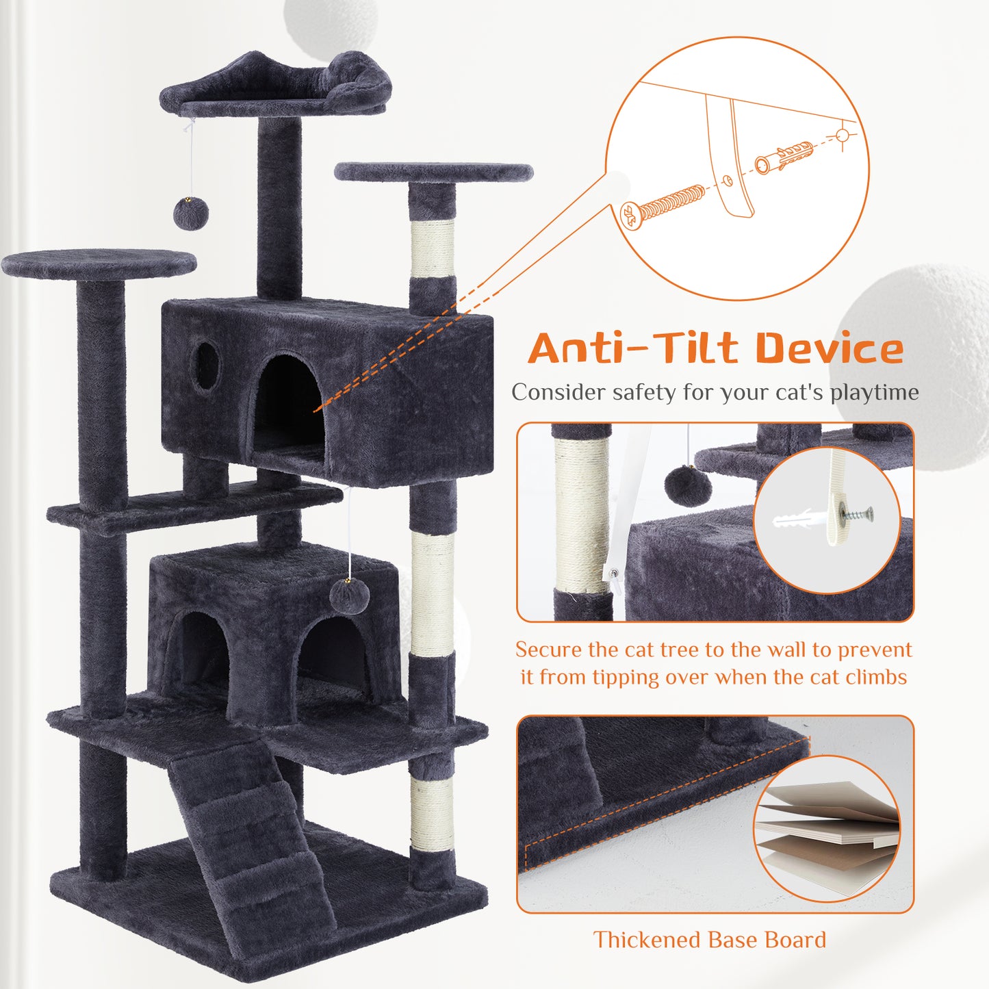 Premium Cat Tree 54in - Multi-Level Climbing Paradise