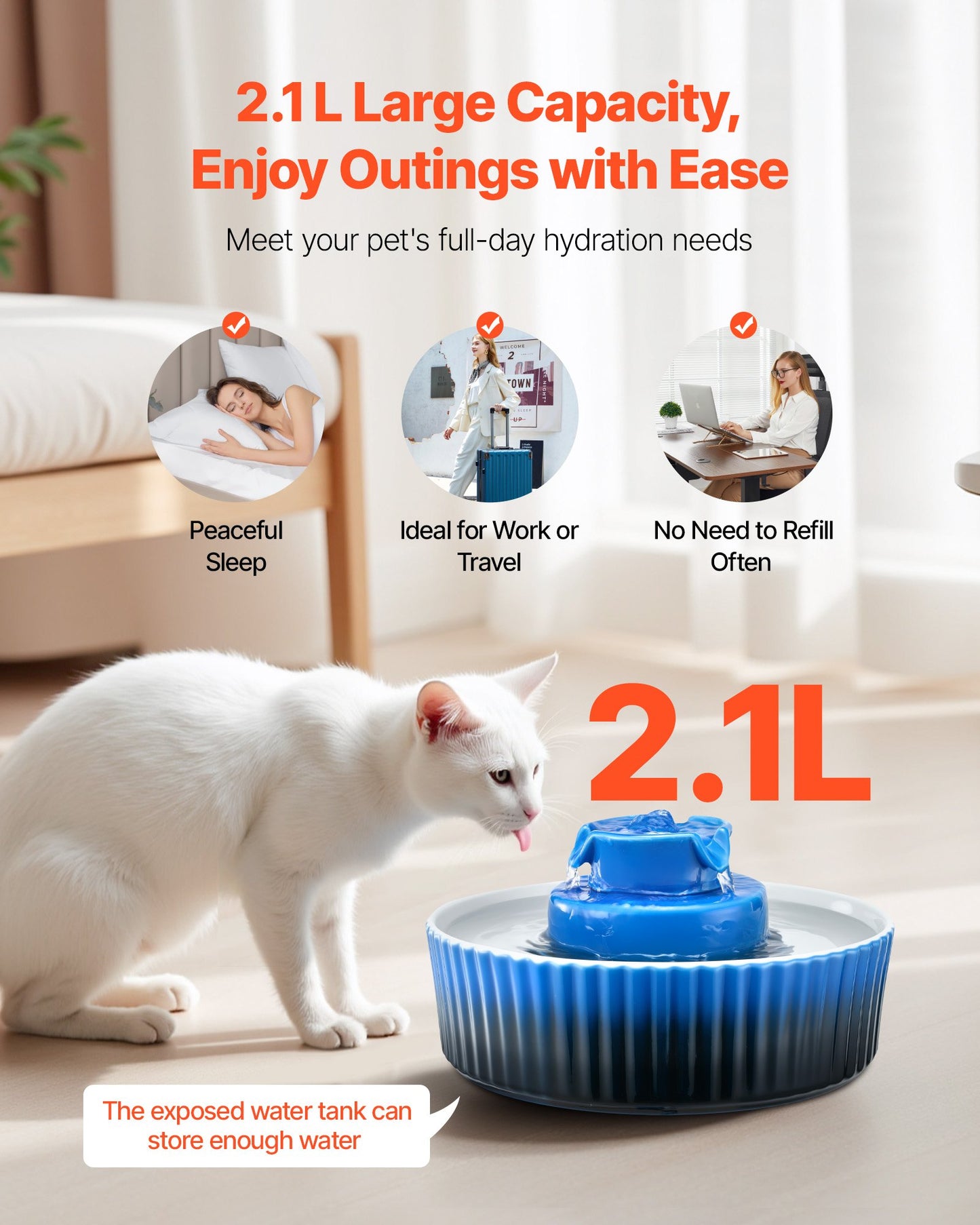 Premium Ceramic Cat Fountain 2.1L - Cupcake Design