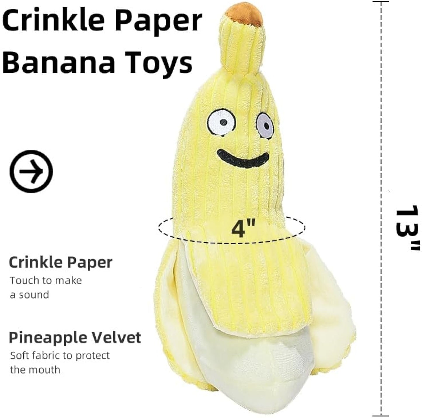 Catnip Banana Crinkle Toy - Soft Interactive Chew Fun