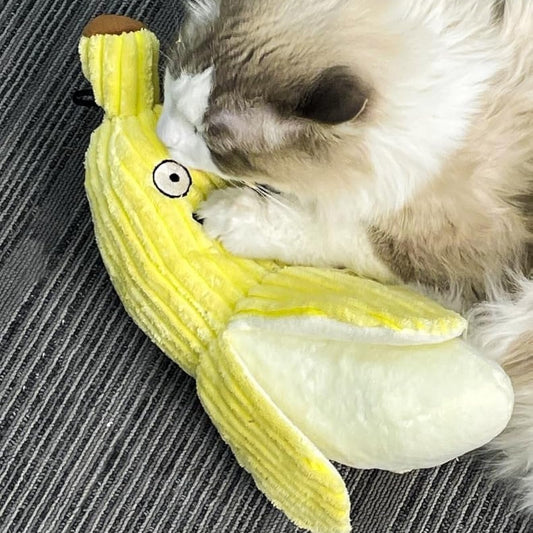 Catnip Banana Crinkle Toy - Soft Interactive Chew Fun